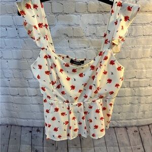 Sugarlips White Ruffled Blouse with Peplum